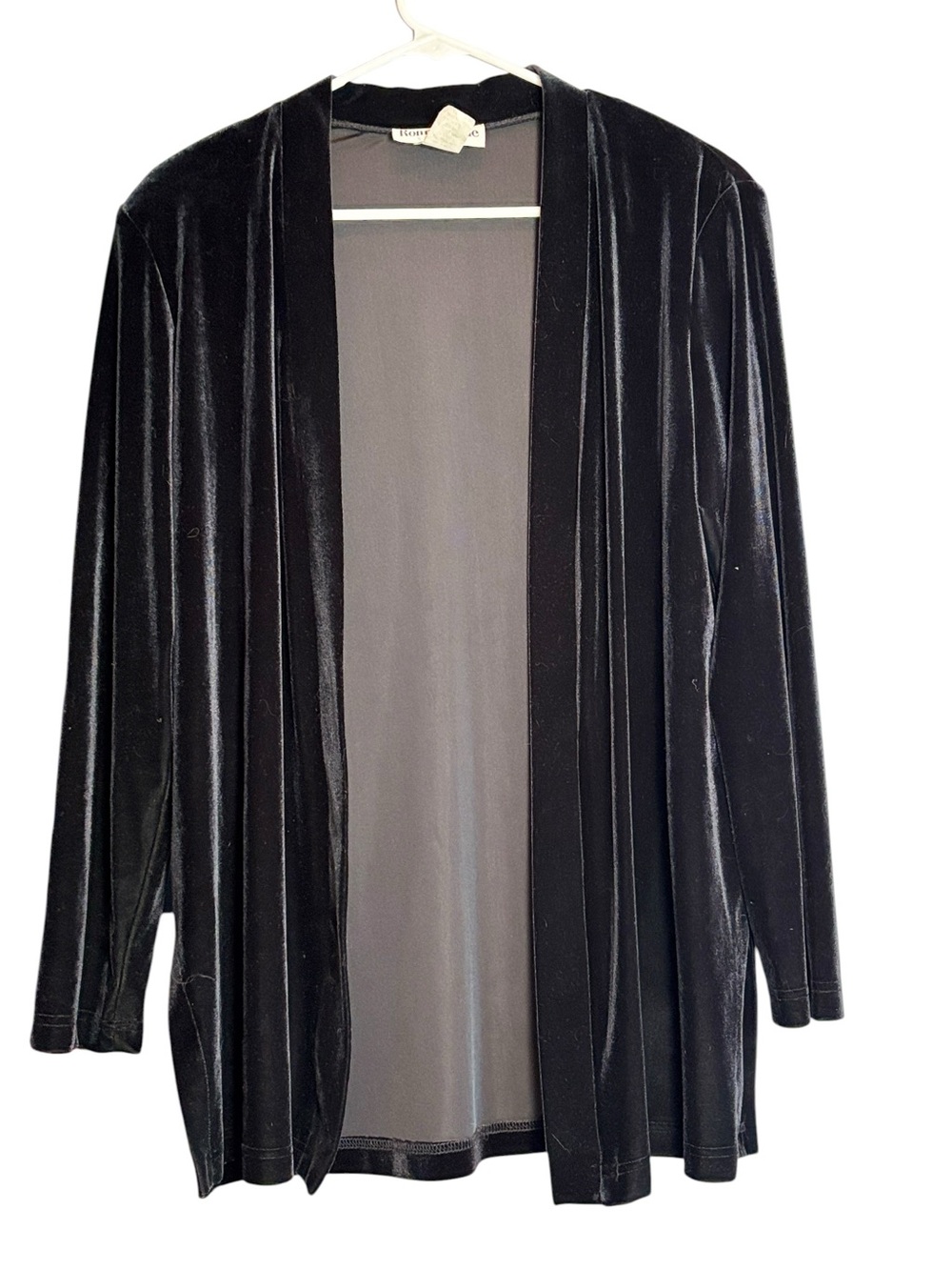 Ronni Nicole by Ouida Black Velvet Open Front Cardigan Jacket Size 12 - Picture 2 of 8